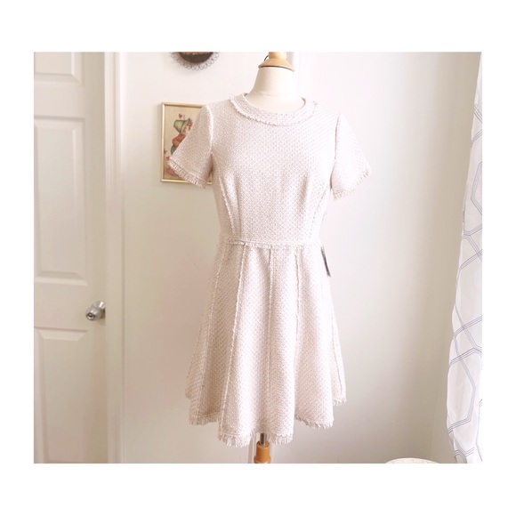 NEW Eliza J Pink/White/Metallic Tweed Career Dress Size 12P Petite L Large NWT - Picture 2 of 9